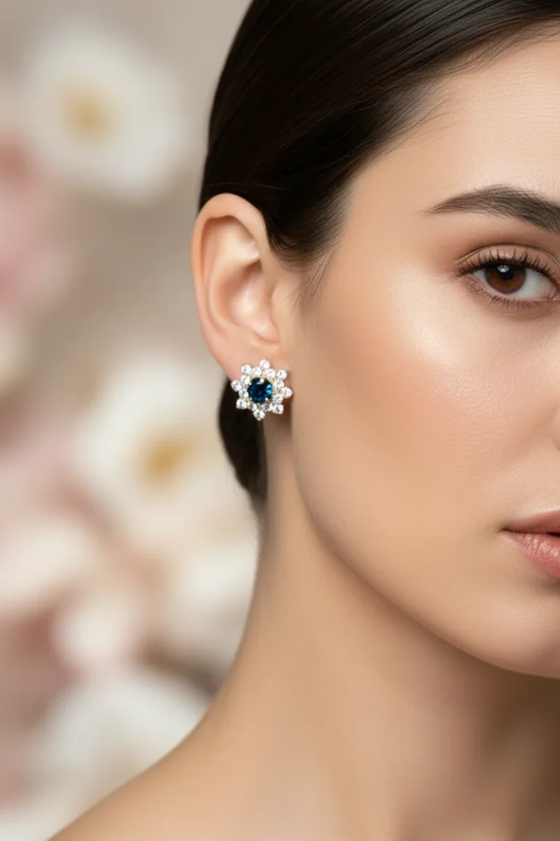 Pendientes Roseta zafiro - Imagen 5