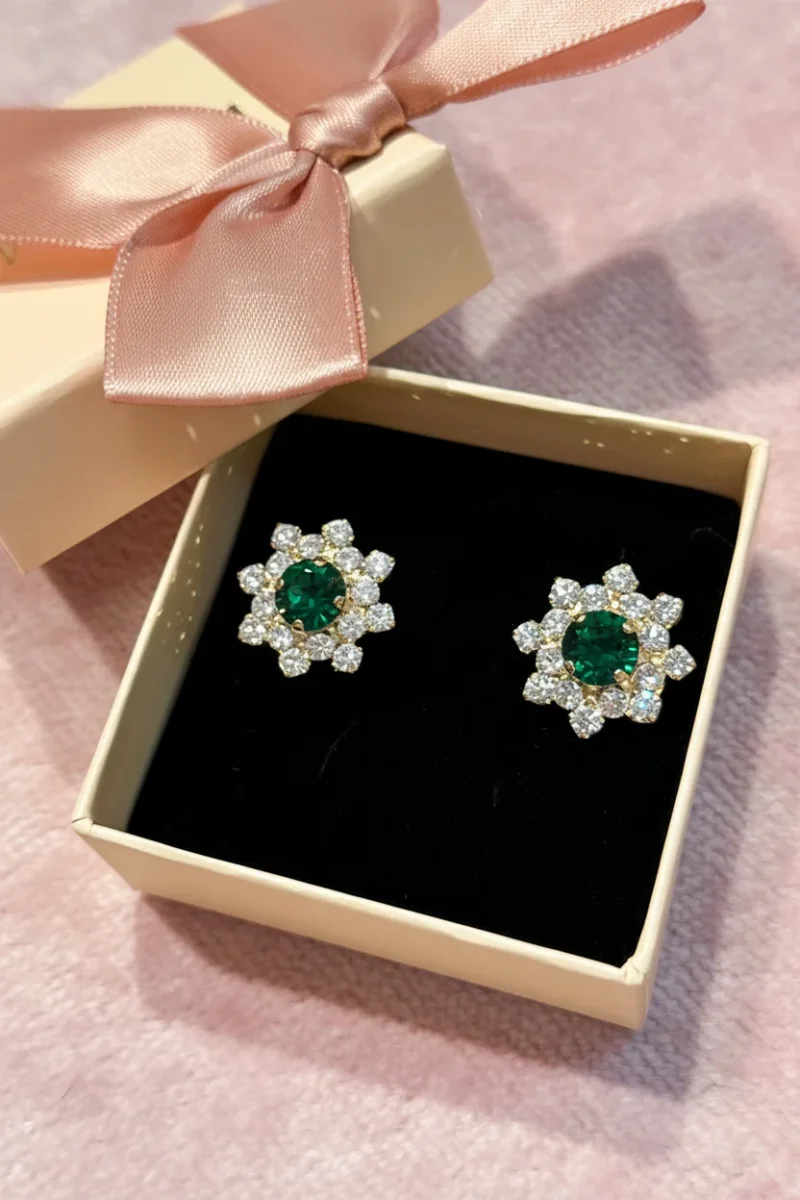 Pendientes Roseta esmeralda