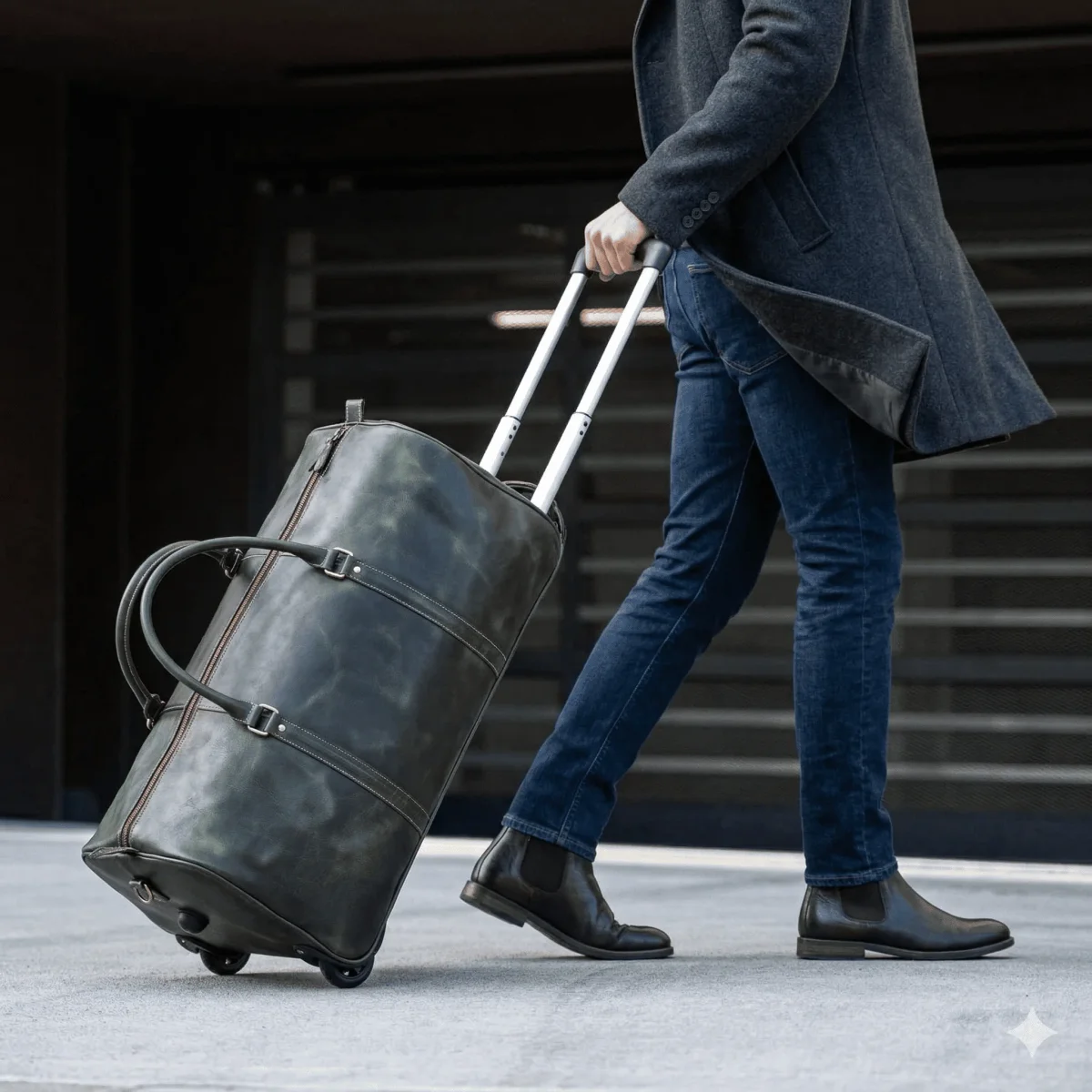 Green Leather Trolley Bag 44L - Imagen 3
