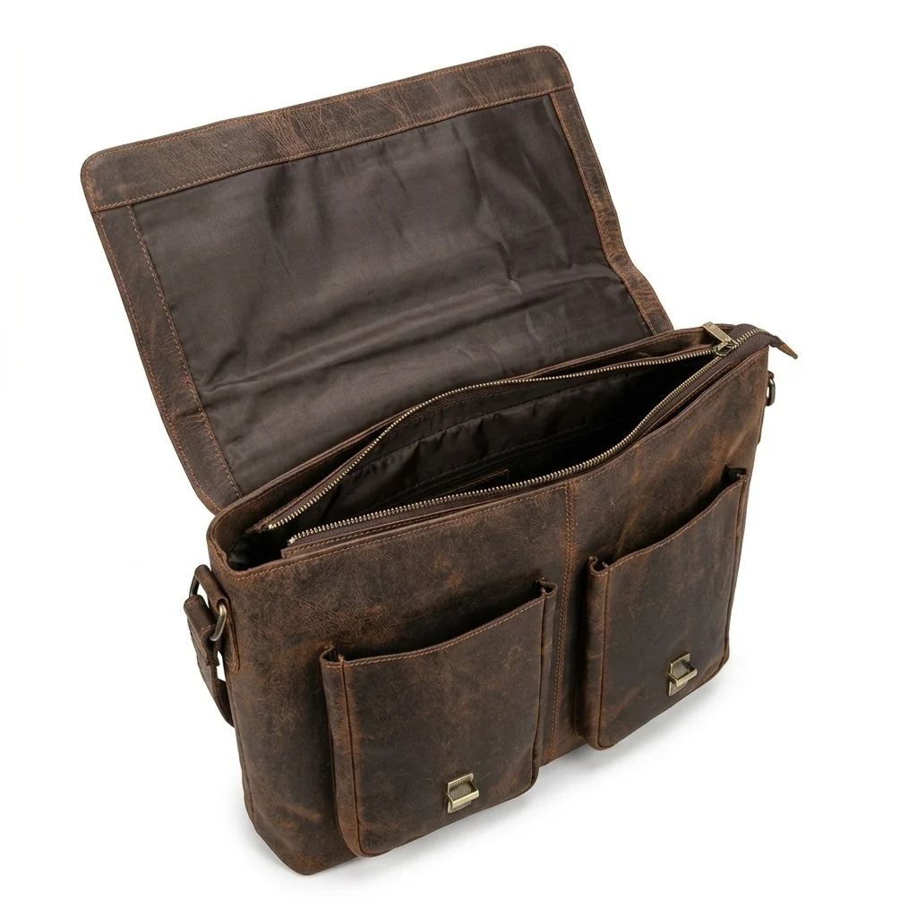 Full Grain Leather Briefcase - Imagen 7