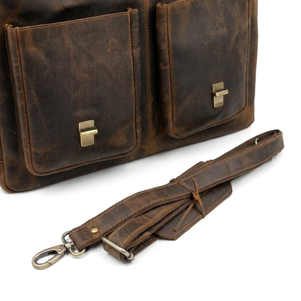 Full Grain Leather Briefcase - Imagen 8