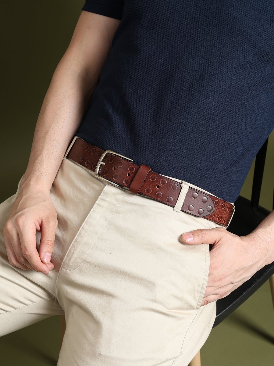 Classic Round Men's Leather Belt - Imagen 6