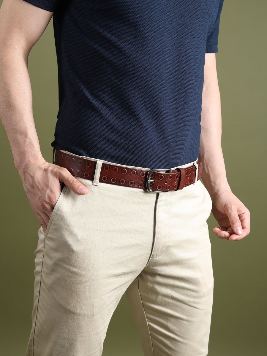 Classic Round Men's Leather Belt - Imagen 9