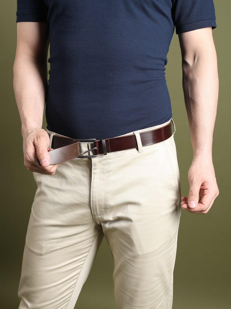 Classic Merlot Slim Leather Belt - Imagen 6