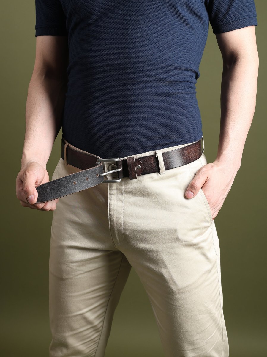 Retro Style Men's Leather Belt - Imagen 4