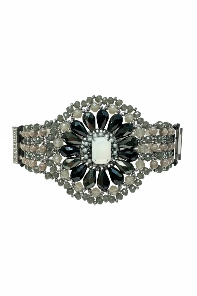Brazalete cristales tallados azabache - Imagen 2