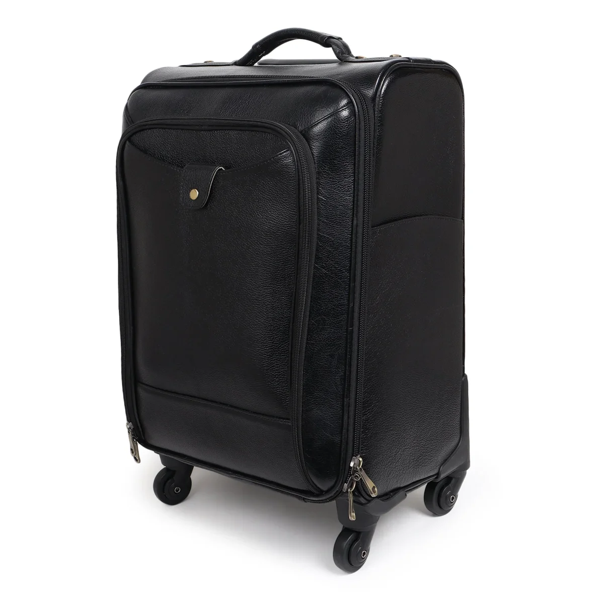 Timeless Black Leather Trolley Suitcase - Imagen 3