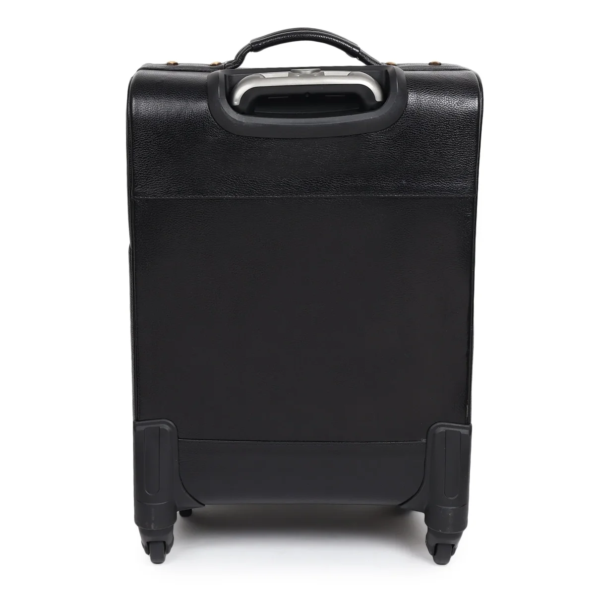Timeless Black Leather Trolley Suitcase - Imagen 7