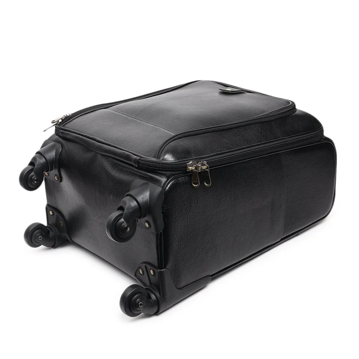 Timeless Black Leather Trolley Suitcase - Imagen 8