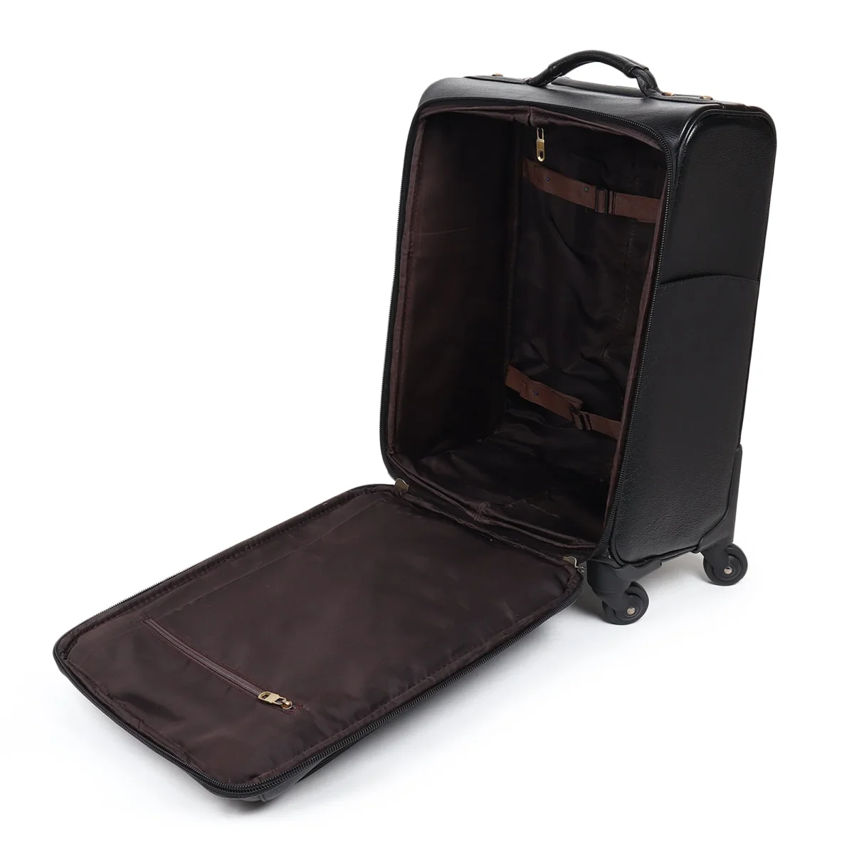 Timeless Black Leather Trolley Suitcase - Imagen 6