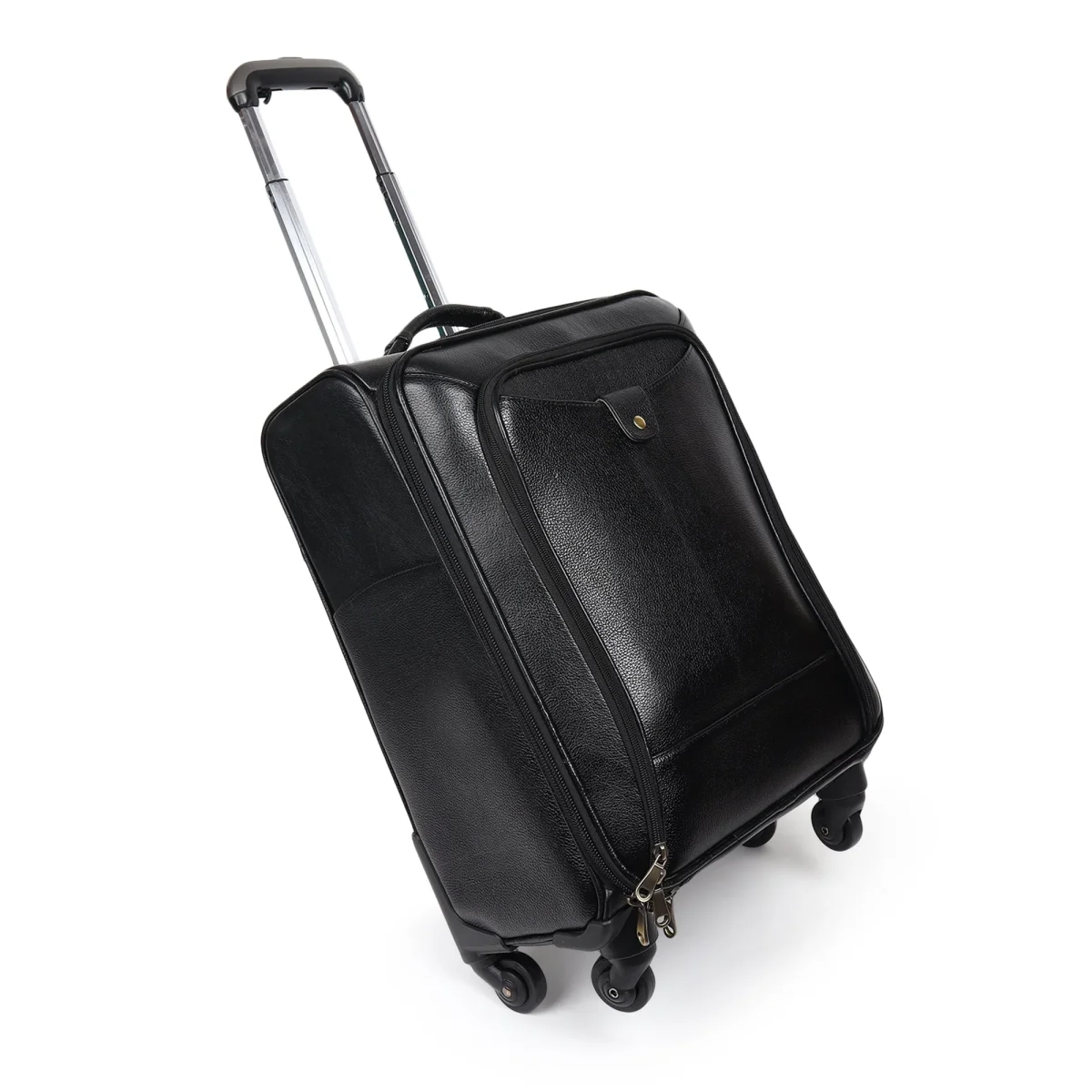 Timeless Black Leather Trolley Suitcase - Imagen 2