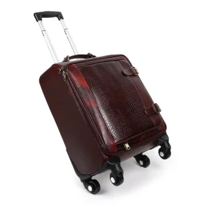 Horizon Leather Trolley Suitcase, Brown