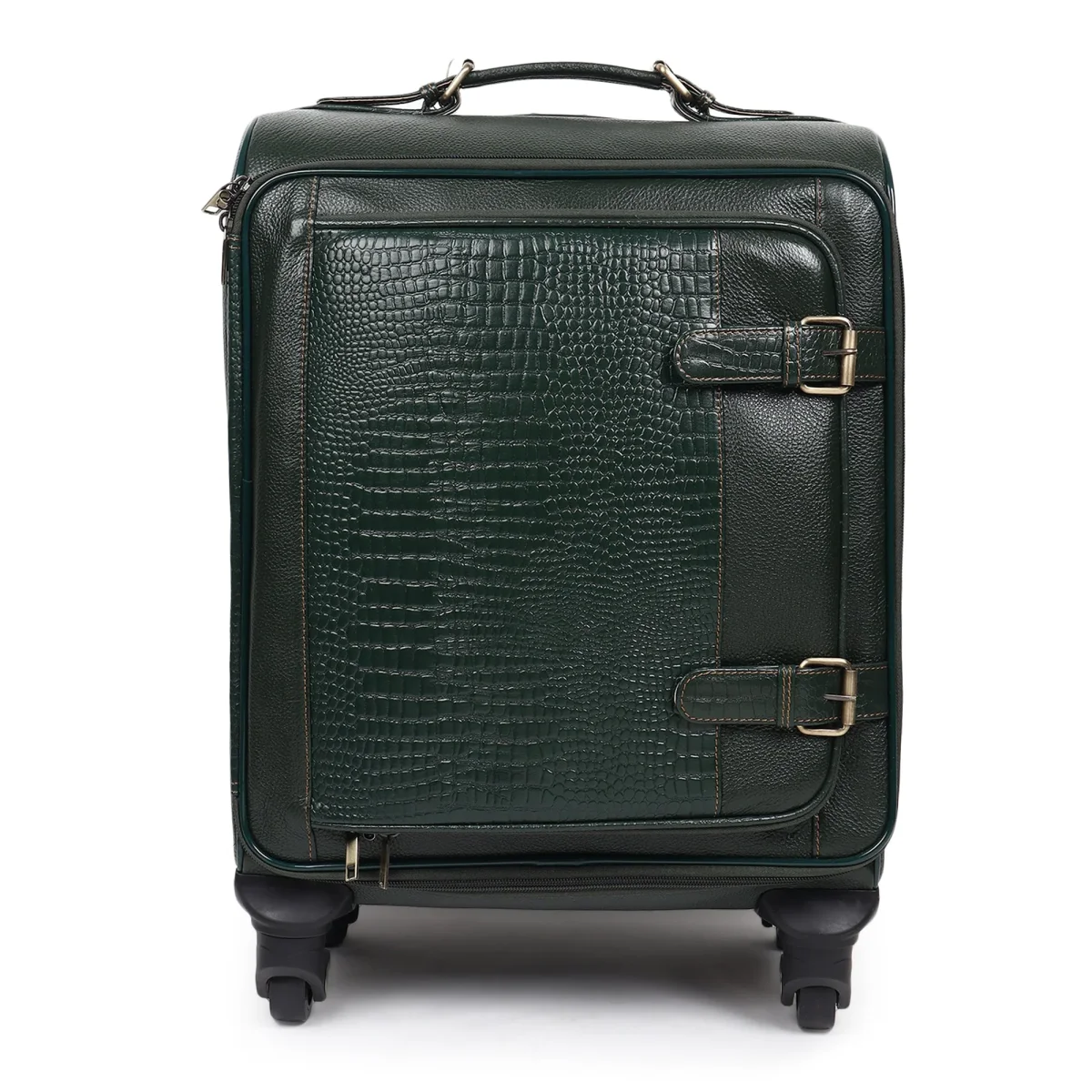 Horizon Leather Trolley Suitcase, Green - Imagen 4