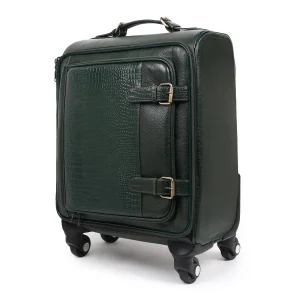 Horizon Leather Trolley Suitcase, Green