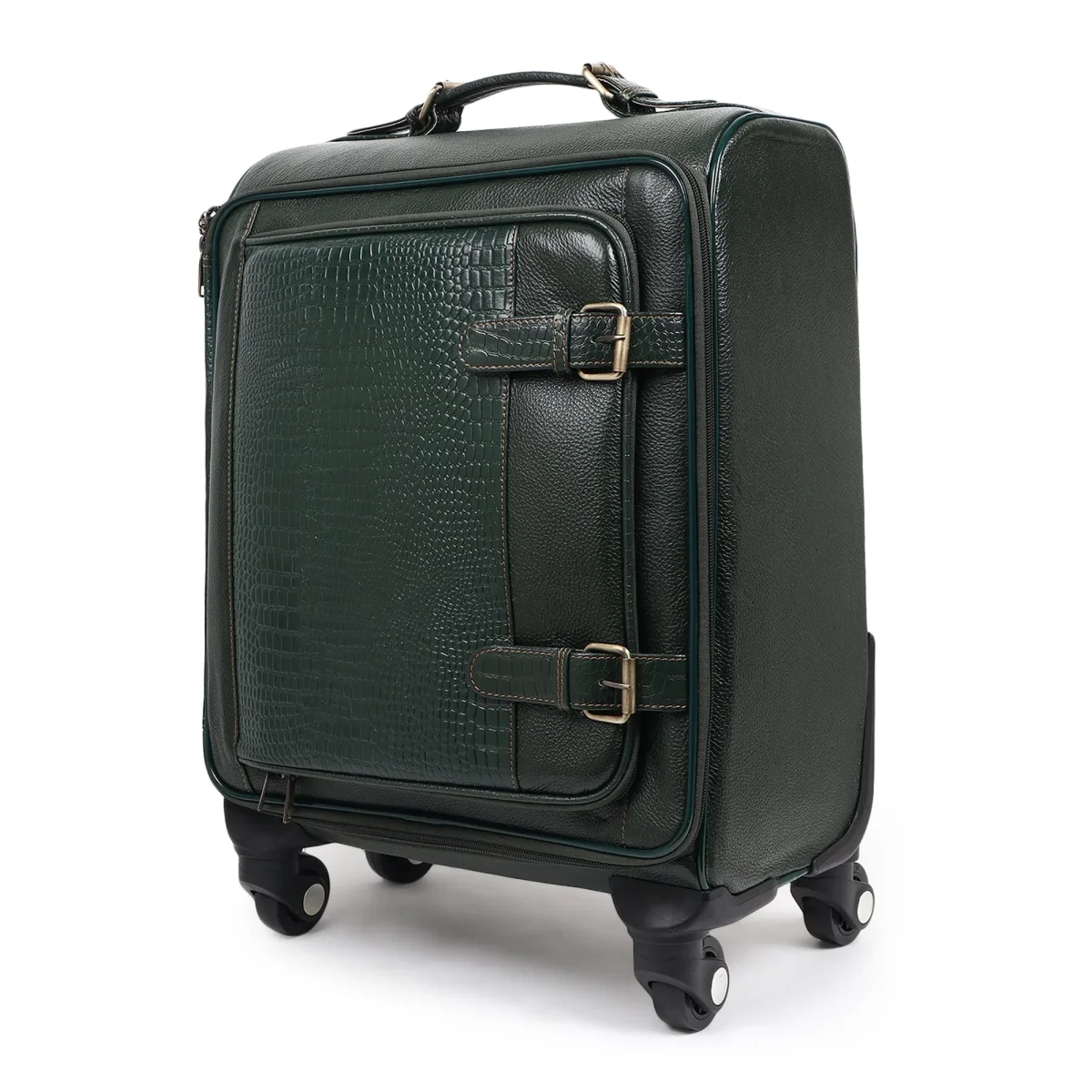 Horizon Leather Trolley Suitcase, Green - Imagen 2