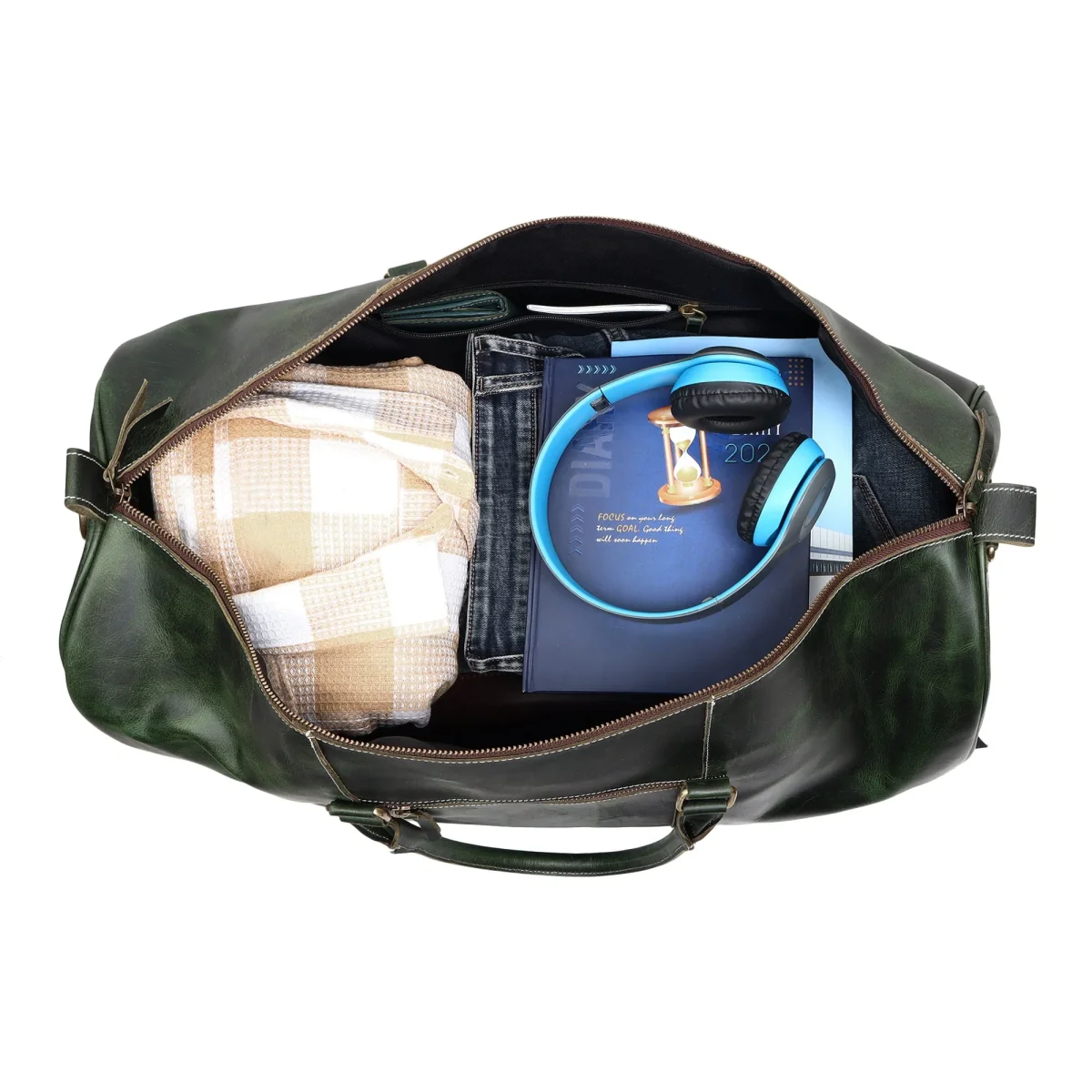 Green Leather Trolley Bag 44L - Imagen 6