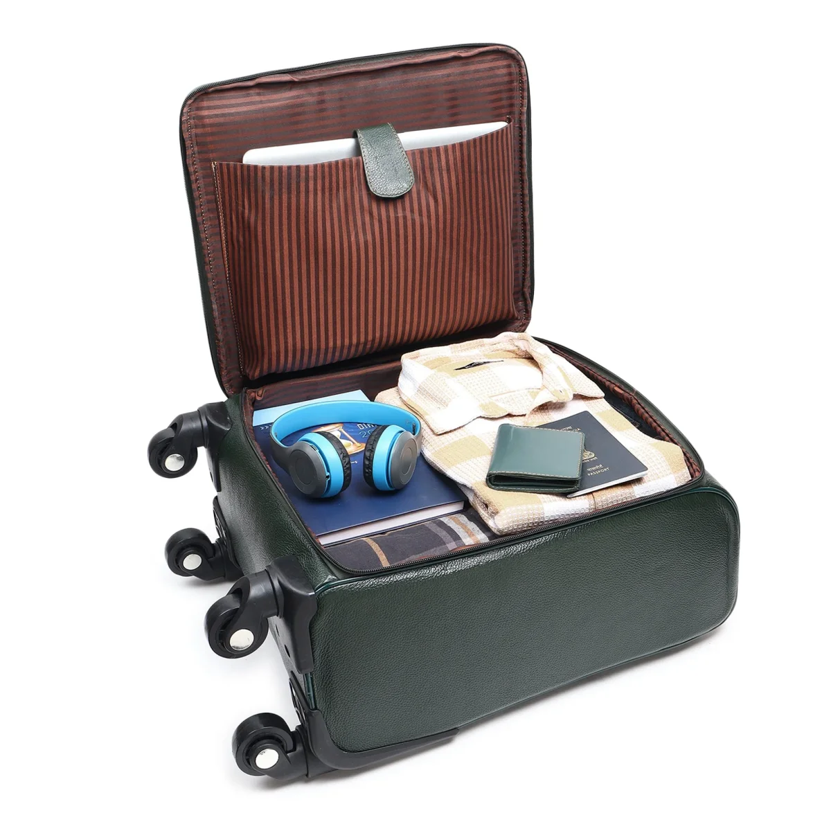 Horizon Leather Trolley Suitcase, Green - Imagen 5
