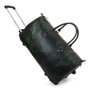 Green Leather Trolley Bag 44L