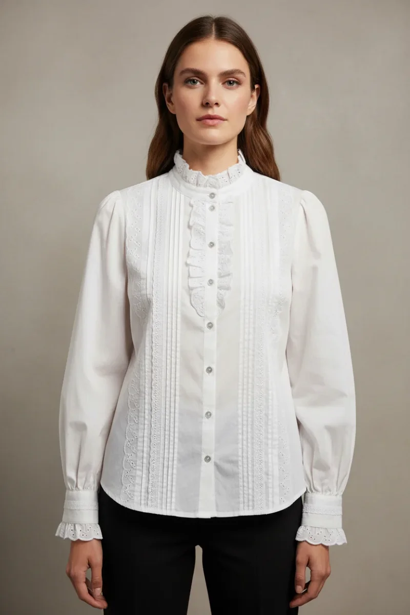 Blusa algodón puntilla OUTLET - Imagen 3