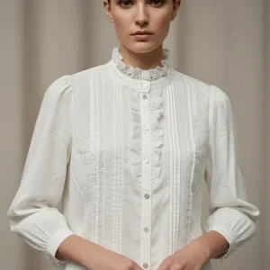 Blusa algodón puntilla OUTLET