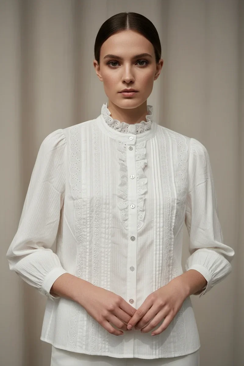 Blusa algodón puntilla OUTLET - Imagen 2