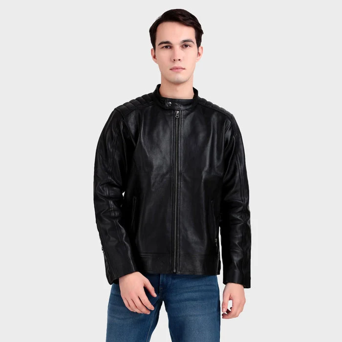 Premium Men’s Black Leather Jacket - Imagen 2