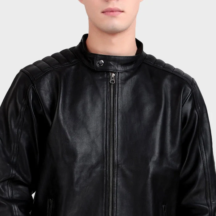 Premium Men’s Black Leather Jacket - Imagen 6