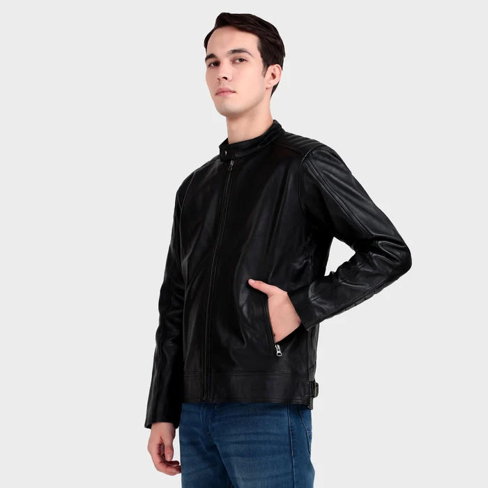 Premium Men’s Black Leather Jacket - Imagen 5