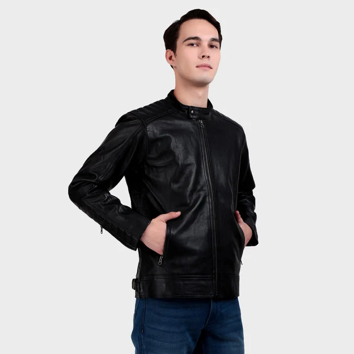 Premium Men’s Black Leather Jacket - Imagen 4