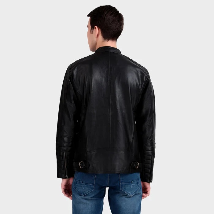 Premium Men’s Black Leather Jacket - Imagen 7