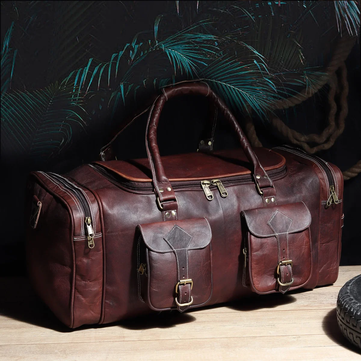 Vintage Dark Brown Traveller Duffle Bag - Imagen 4