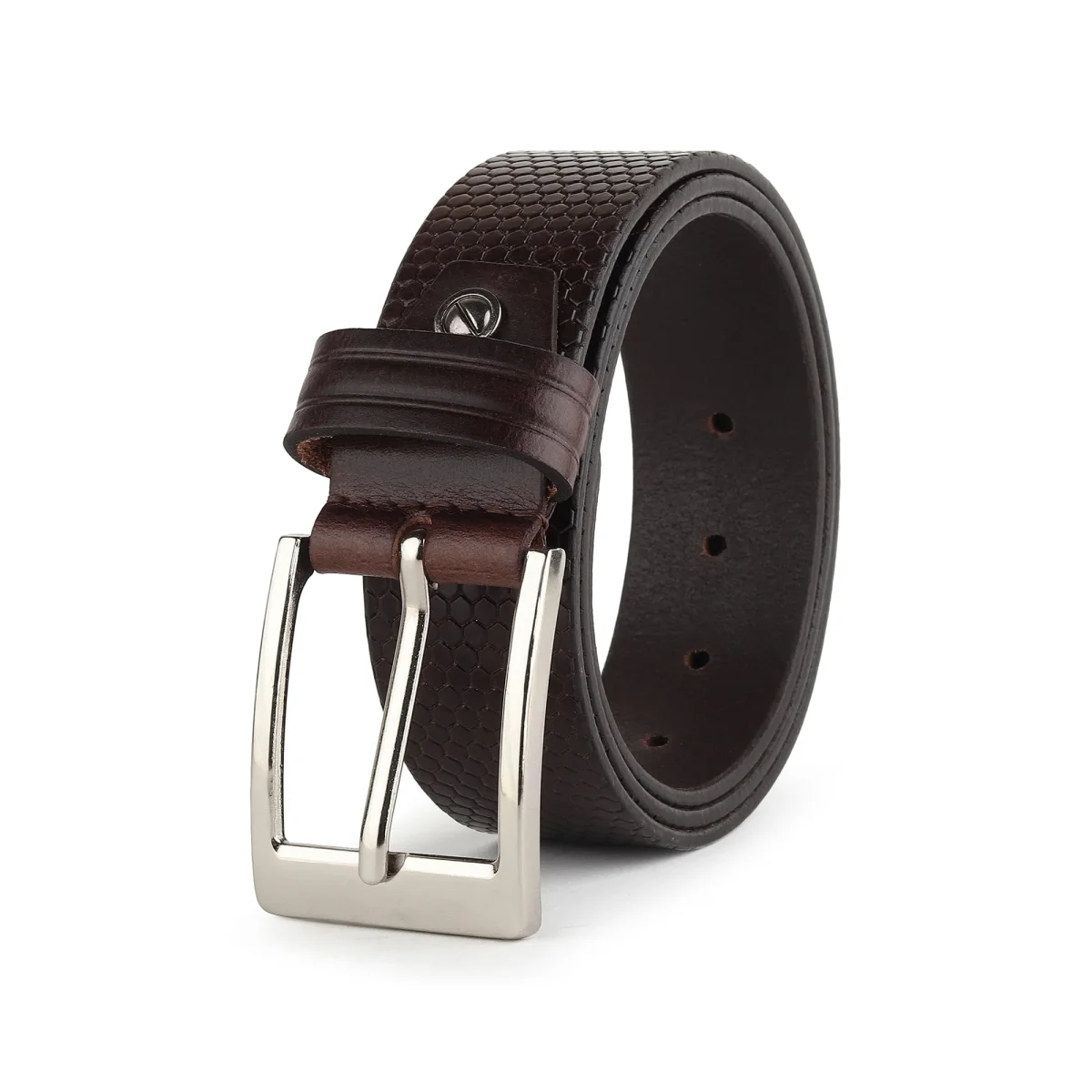 Bison Dark Brown Leather Belt - Imagen 3