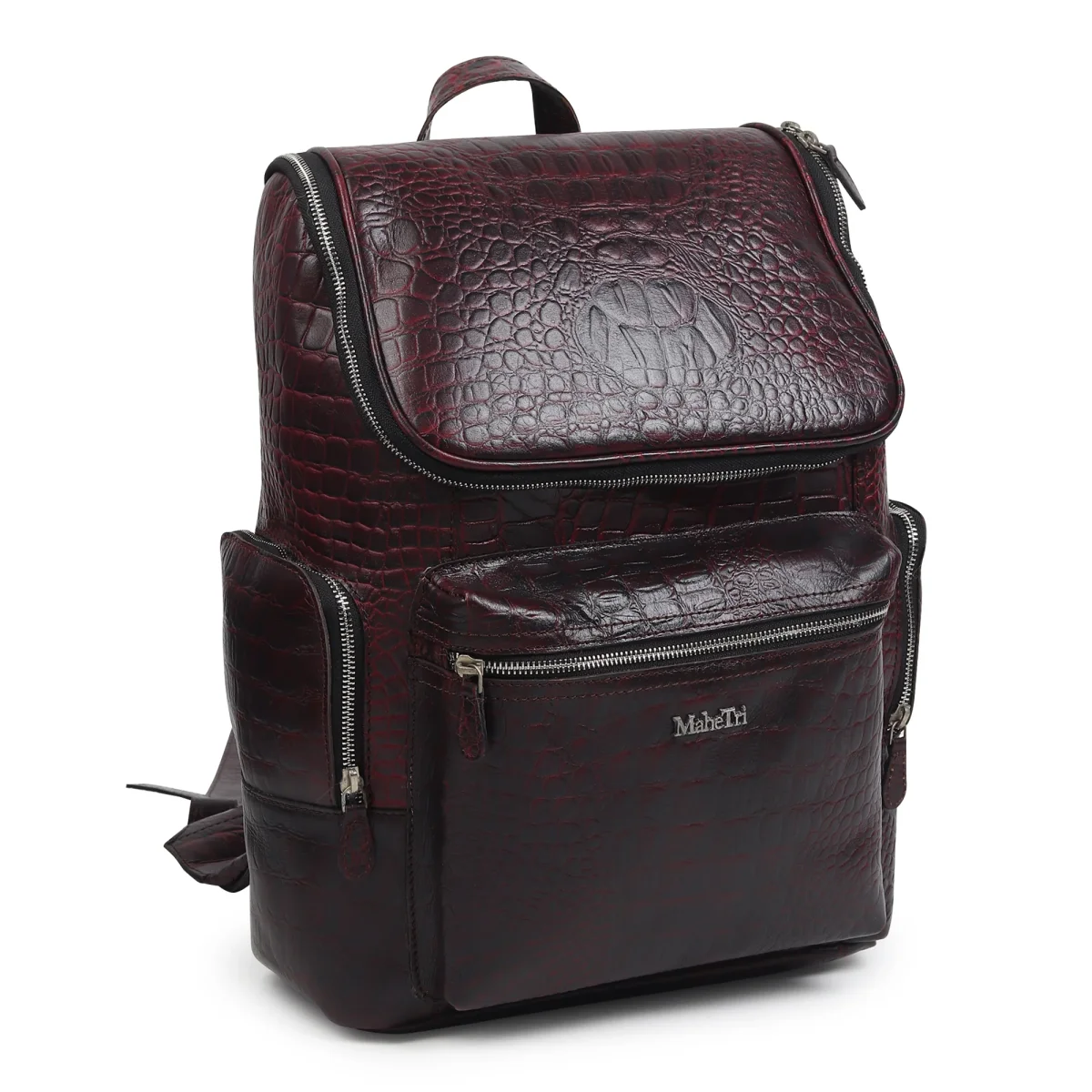 Regal Crocodile Texture Laptop Backpack, Pinkish Red - Imagen 4