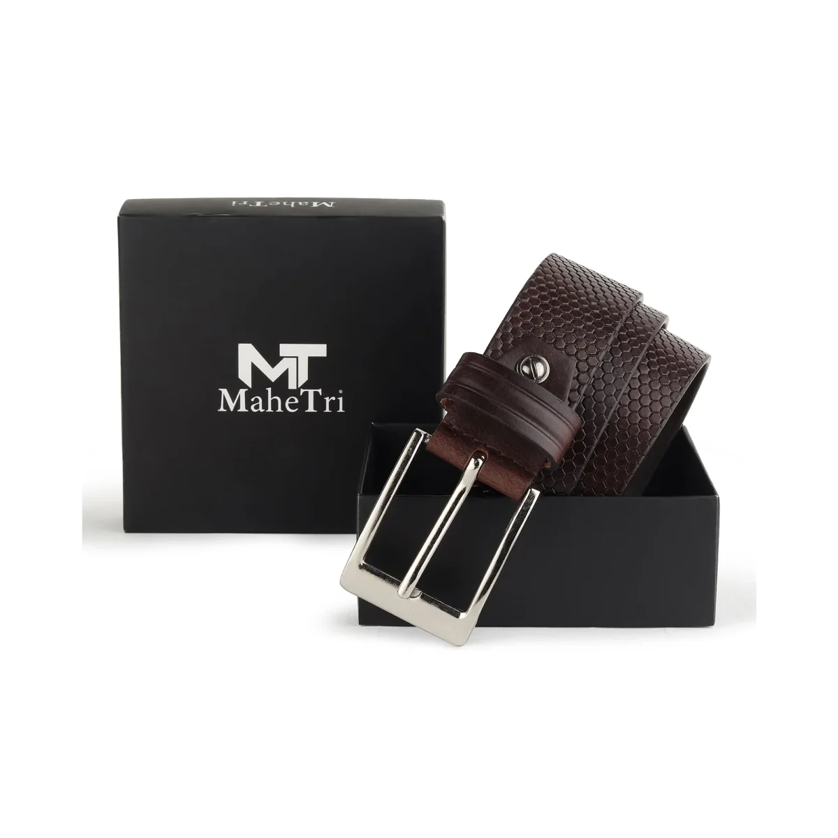 Bison Dark Brown Leather Belt - Imagen 6