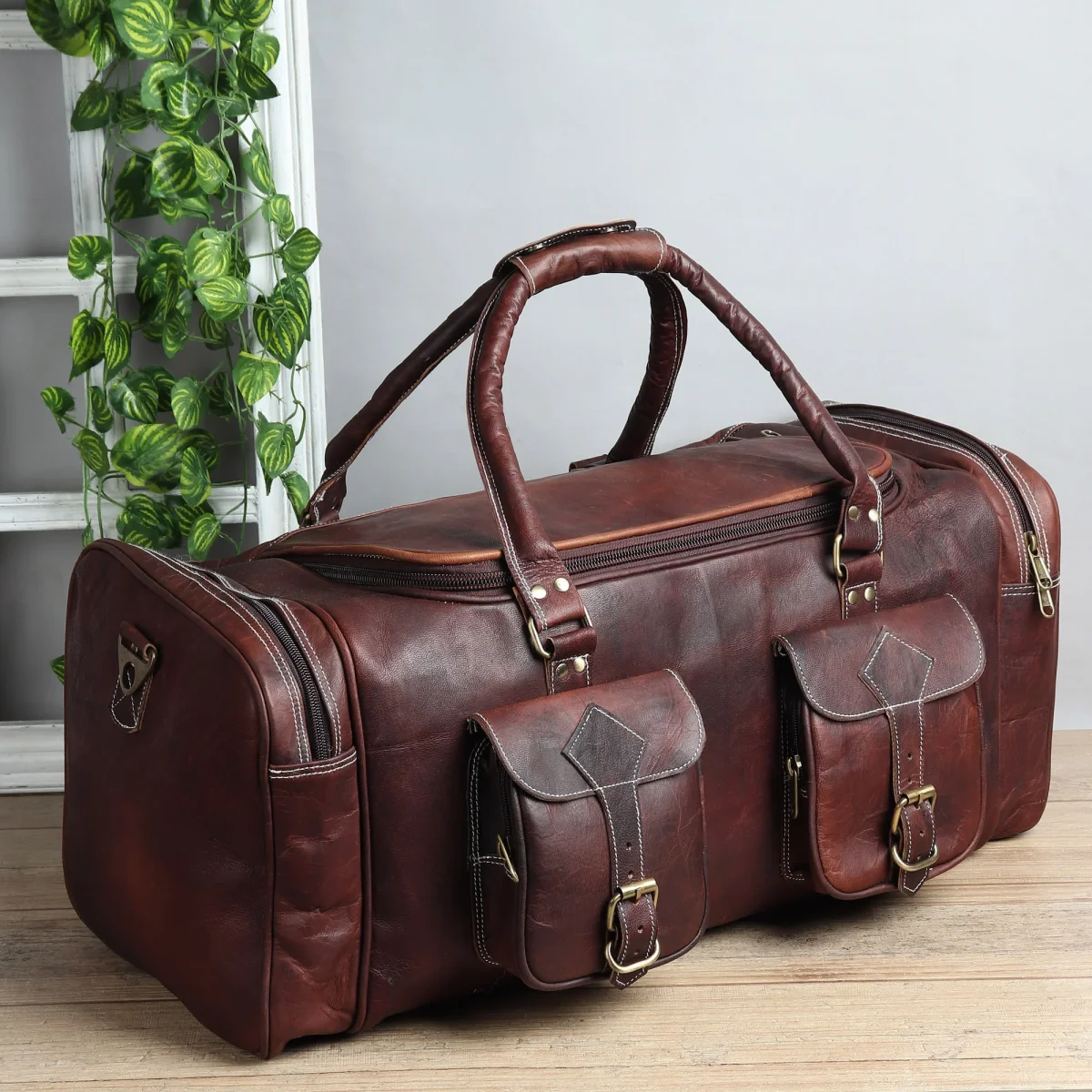Vintage Dark Brown Traveller Duffle Bag - Imagen 3