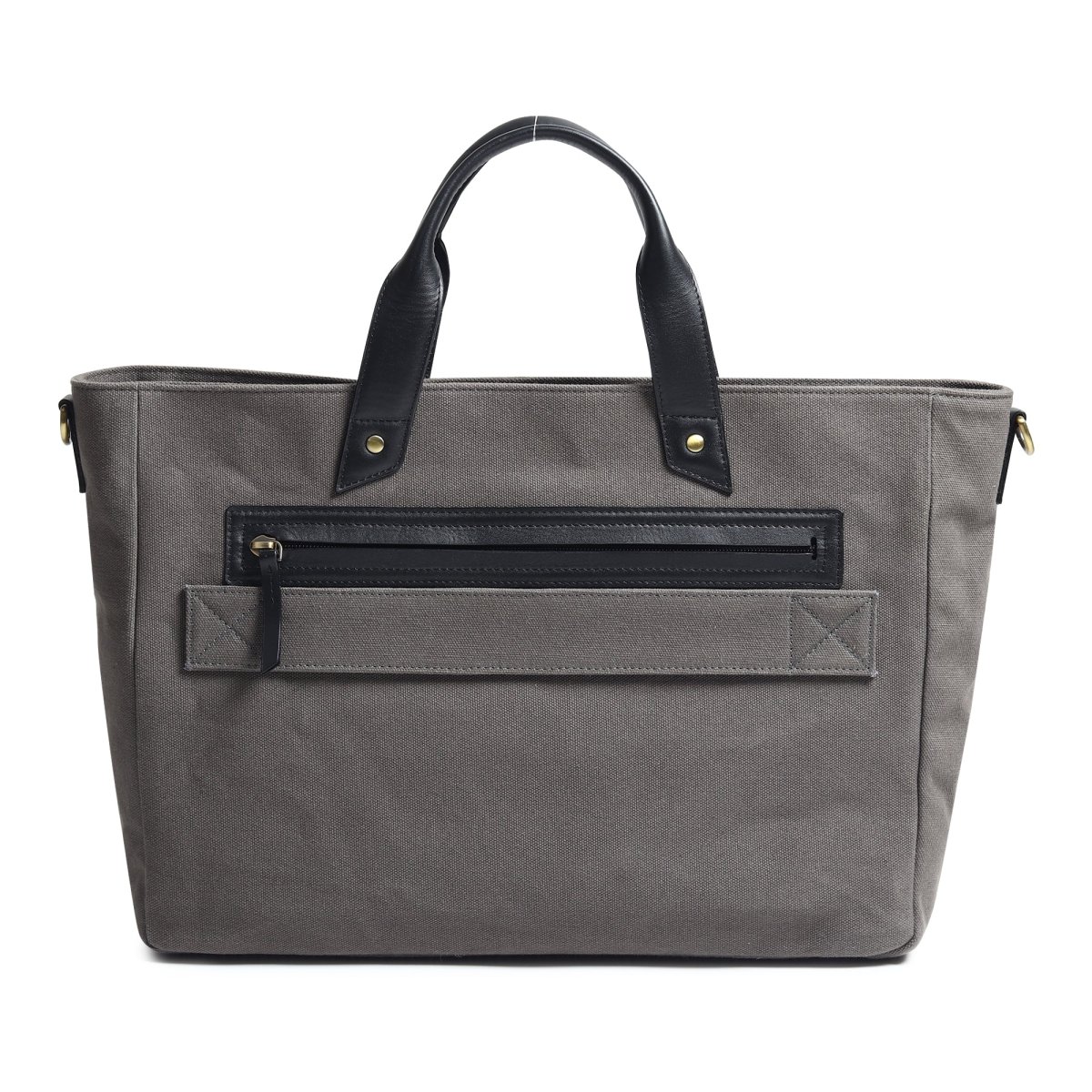 Voyager Canvas Leather Briefcase, Gray - Imagen 7
