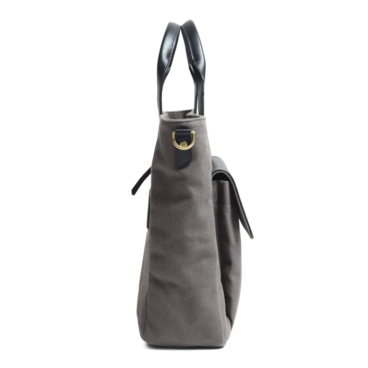 Voyager Canvas Leather Briefcase, Gray - Imagen 8