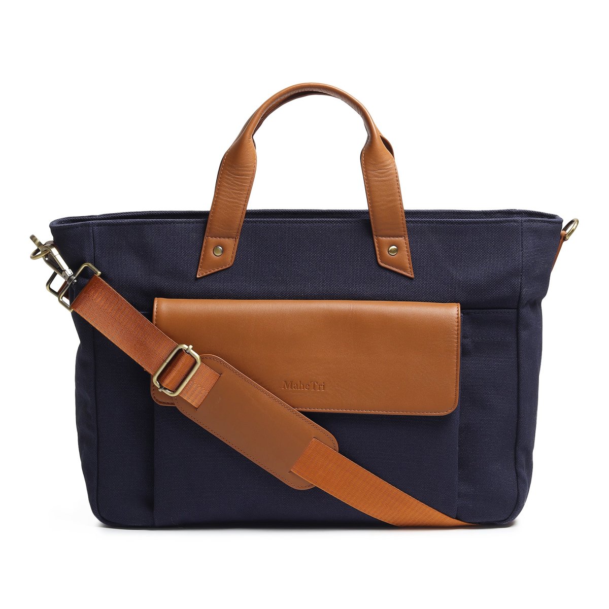 Voyager Canvas Leather Briefcase, Dark Blue - Imagen 2