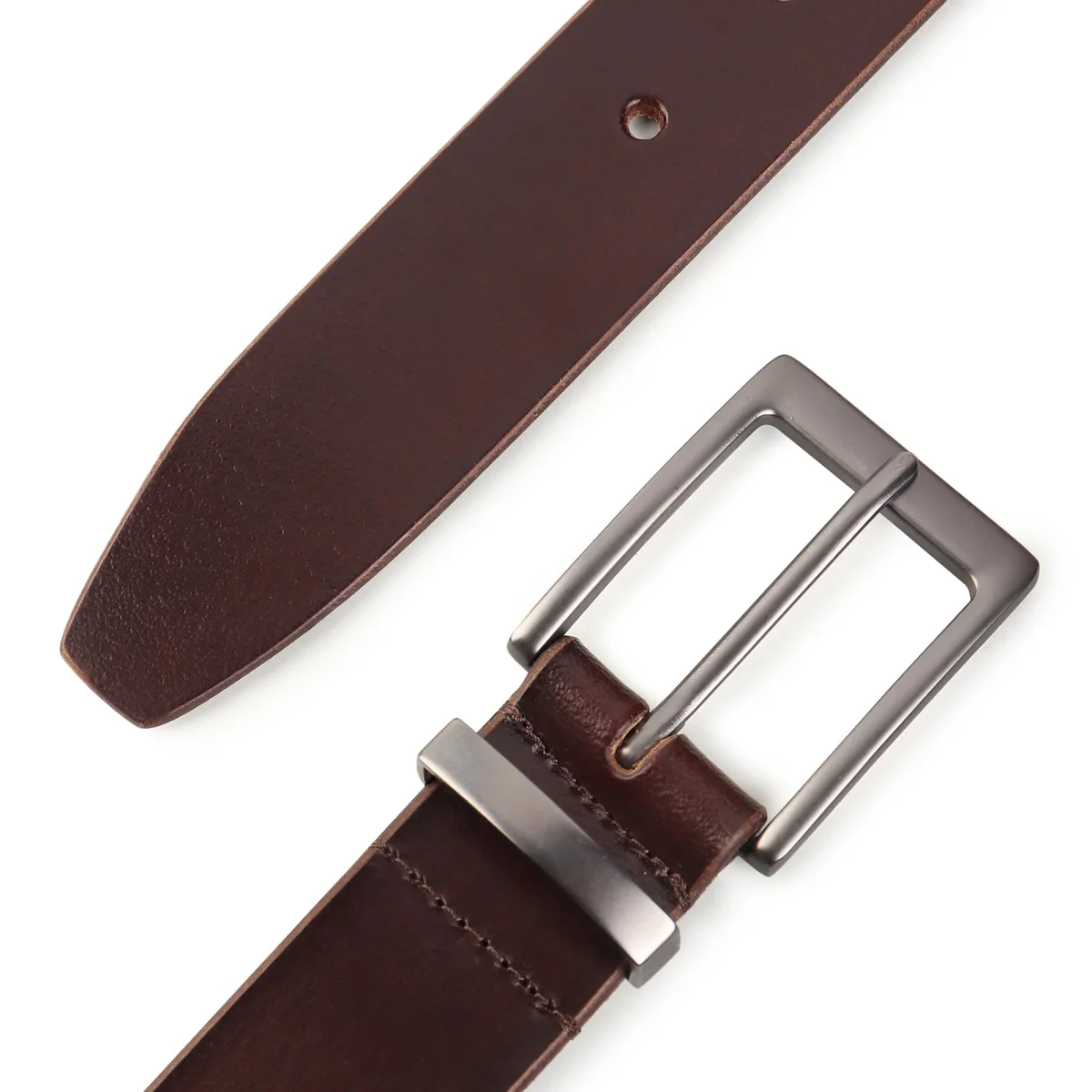 Classic Merlot Slim Leather Belt - Imagen 9