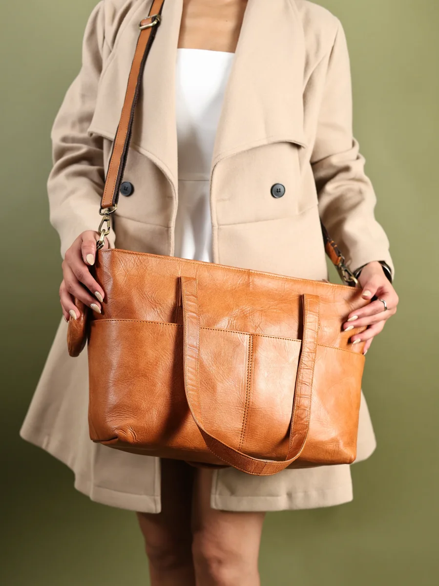 Daily Leather Market Tote - Tan - Imagen 5