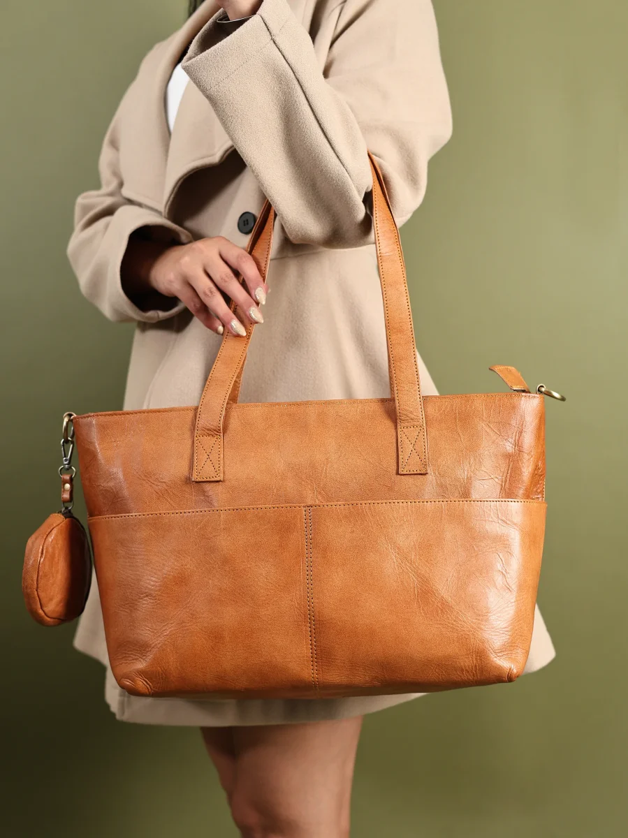 Daily Leather Market Tote - Tan - Imagen 3