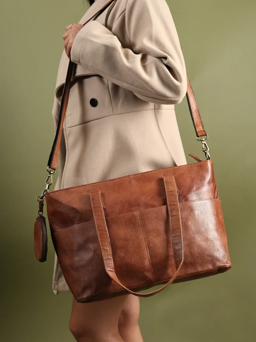 Daily Leather Market Tote - Brown - Imagen 7