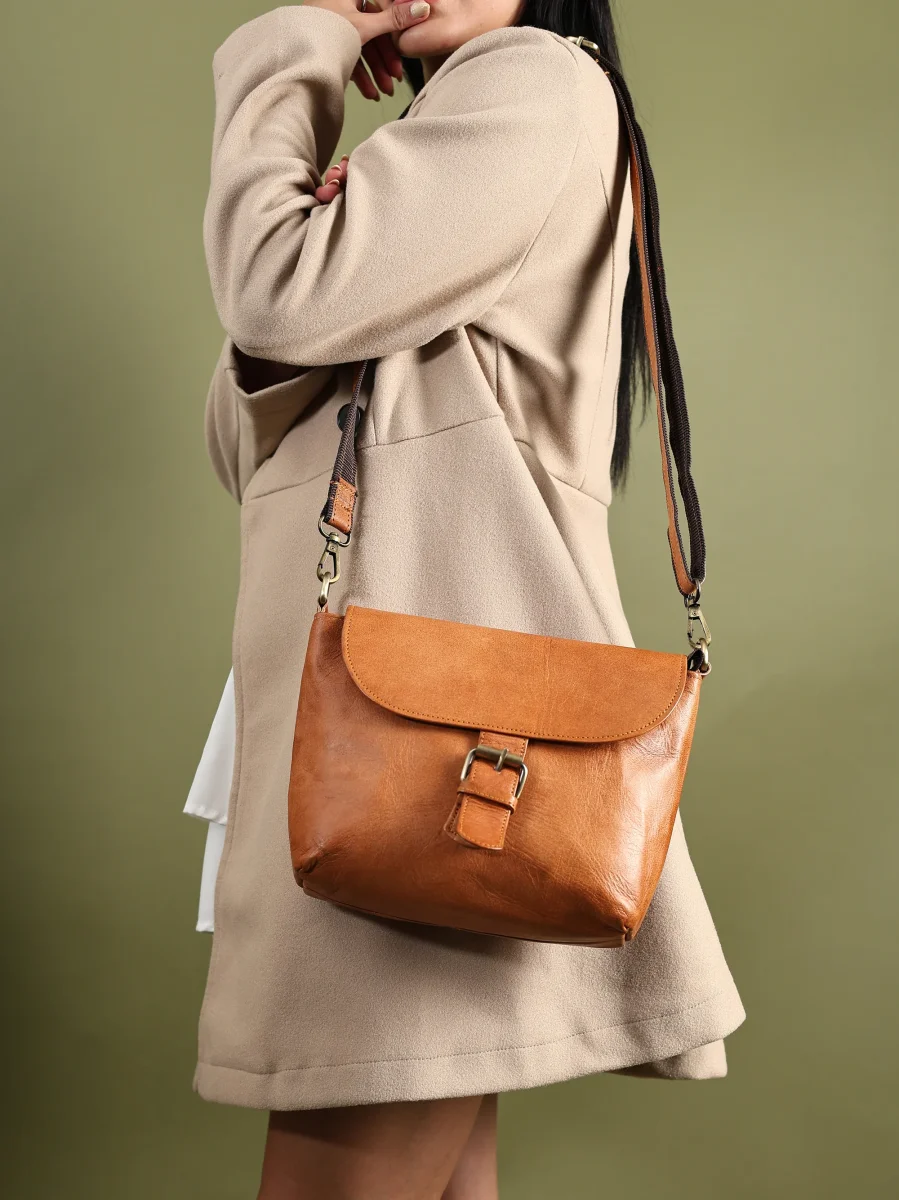 Women’s Mini Tan Satchel Purse - Imagen 3