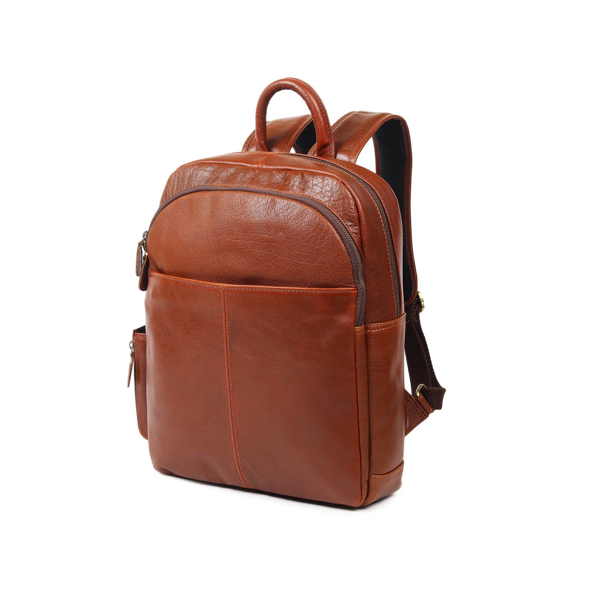 Luxury Italian Leather Backpack, Tan - Imagen 3