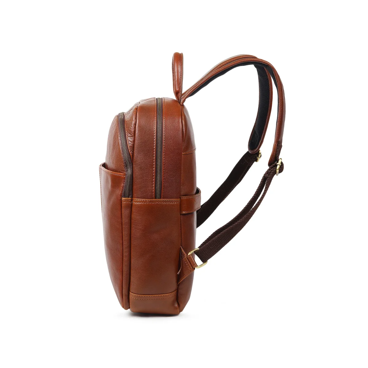 Luxury Italian Leather Backpack, Tan - Imagen 4