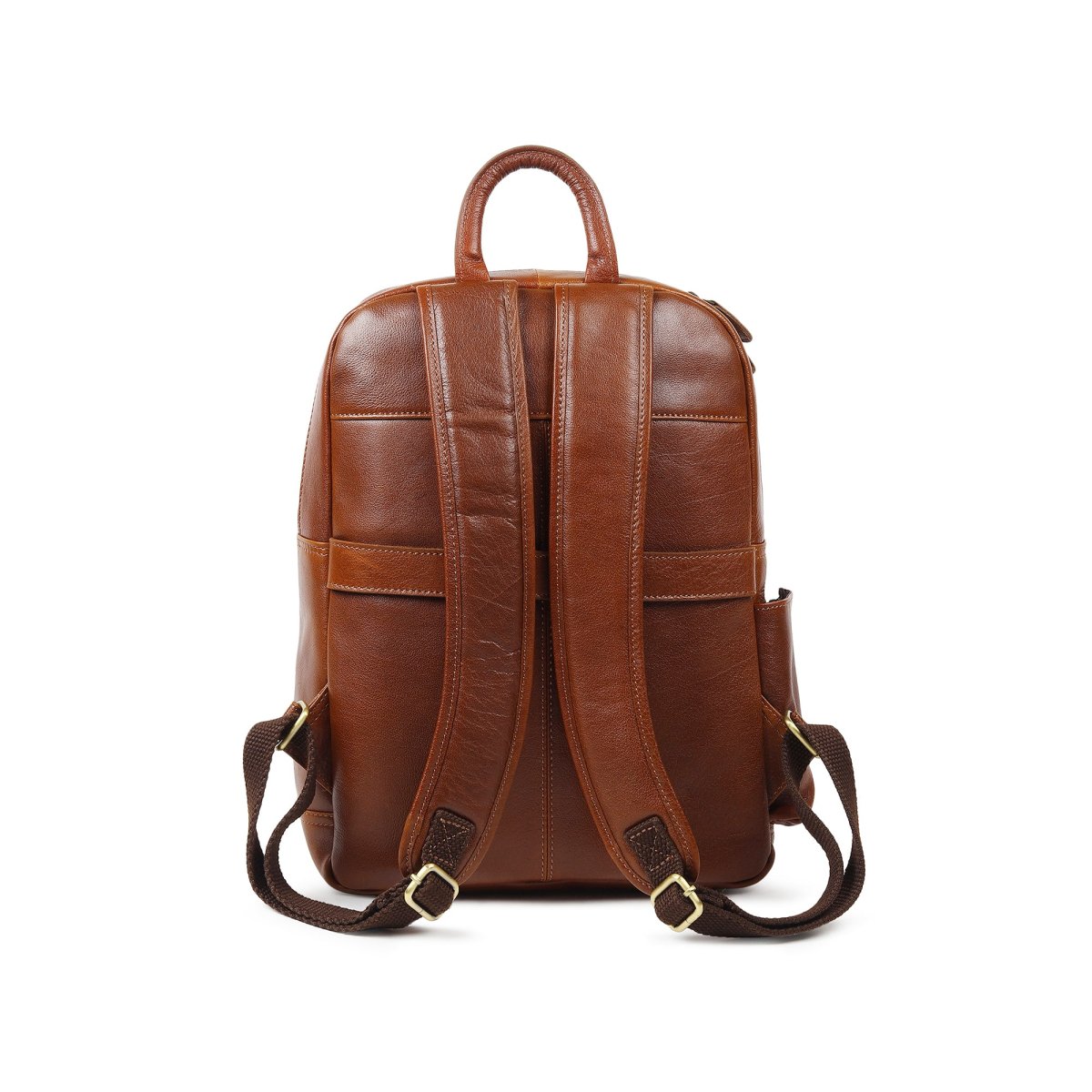 Luxury Italian Leather Backpack, Tan - Imagen 6