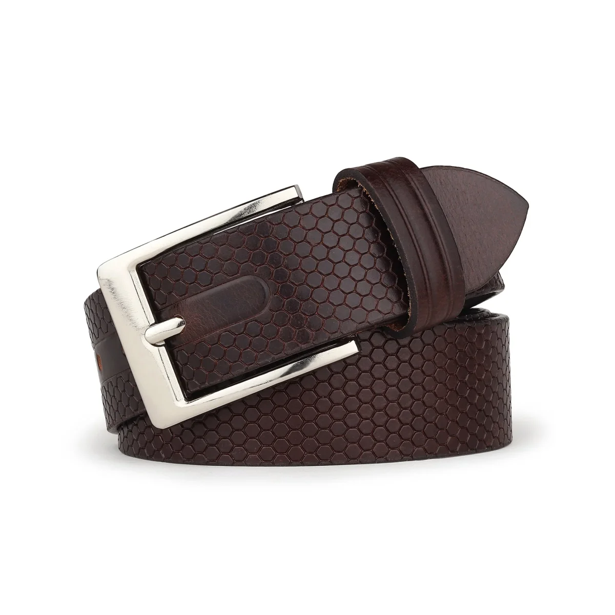 Bison Dark Brown Leather Belt - Imagen 5