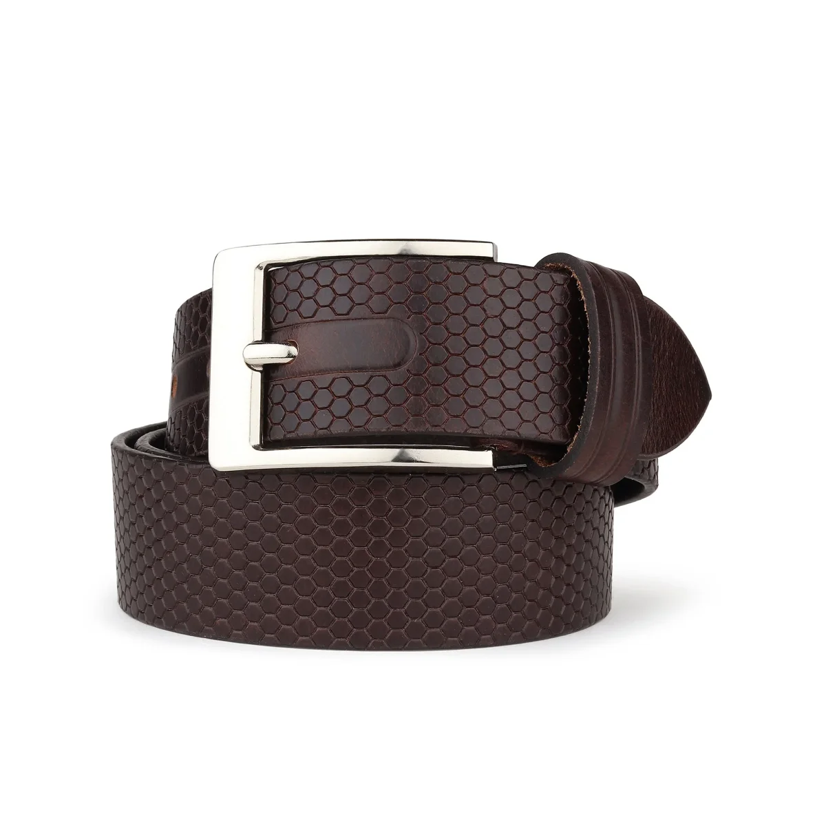 Bison Dark Brown Leather Belt - Imagen 2