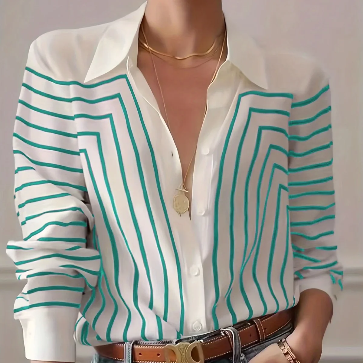 Camisa Elegante con Estampado de Rayas - Imagen 6