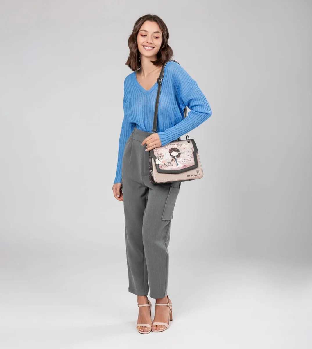 Bolso de solapa Peace & Love rosa - Imagen 7